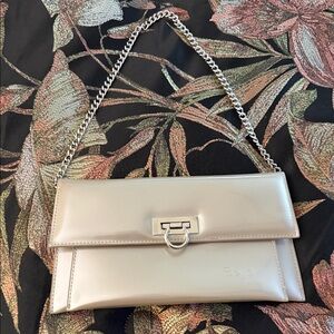 Champagne Clutch with silver chain